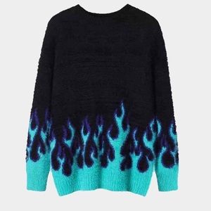 Black furry flame sweatshirt
